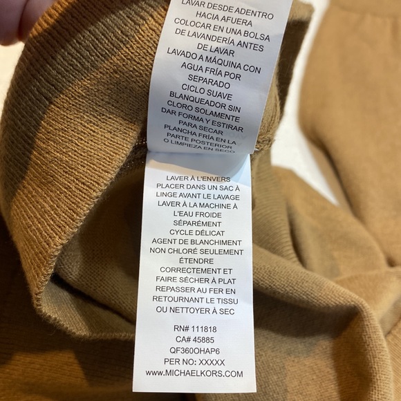 New MICHAEL KORS EASY RAGLAN SHAKER SWEATER COLOR: DARK CAMEL, SIZE: L⭐️⭐️⭐️⭐️ - Picture 17 of 17